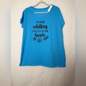 Blue Graphic Tee with Beach Theme XXXL (fits like an XL-xxl)